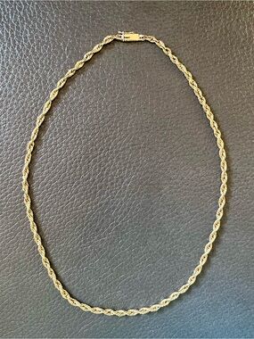14K Yellow Gold Hollow Rope Chain Necklace • 17 Inch 7.54 Grams
